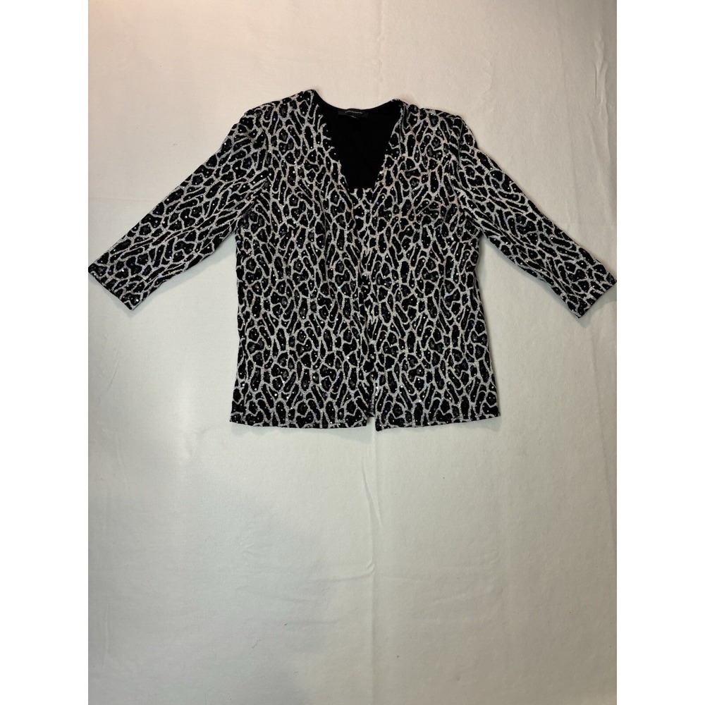 R&M‎ Richards Blouse Size 14 Women's Black And Silver Top